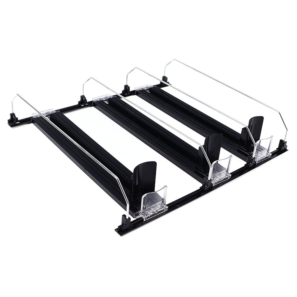 gernie Drink Organizer for Fridge, Self Pushing Soda Can Dispenser for Refrigerator, Width Adjustable Automatic Pusher Glide, Fridge Bottle Rack Drink Organizer, 16oz 20oz Soda, Black