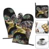 CSGJMYGS 3 pcs Oven Mitts and Pot Holders Set High Heat Resistant Oven Glove and Hot Pads Washable Kitchen Oven Mittens Calico Green sea Turtle Non-Slip Potholder for Cooking Baking Grilling view 2