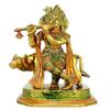 HomeAdri Brass Krishna Gopal Kishan Thakurji Murti Idol Statue Sculpture Brass with Cow (Pack of 1) view 1
