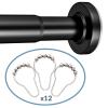 Amazer 12 Pcs Nickel Shower Curtain Hooks and AmazerBath 31-75 Inches Black Shower Curtain Rod, Adjustable Shower Curtain Rod No Drill Easy Segmented Installation view 1