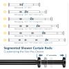 Amazer 12 Pcs Nickel Shower Curtain Hooks and AmazerBath 31-75 Inches Black Shower Curtain Rod, Adjustable Shower Curtain Rod No Drill Easy Segmented Installation view 3