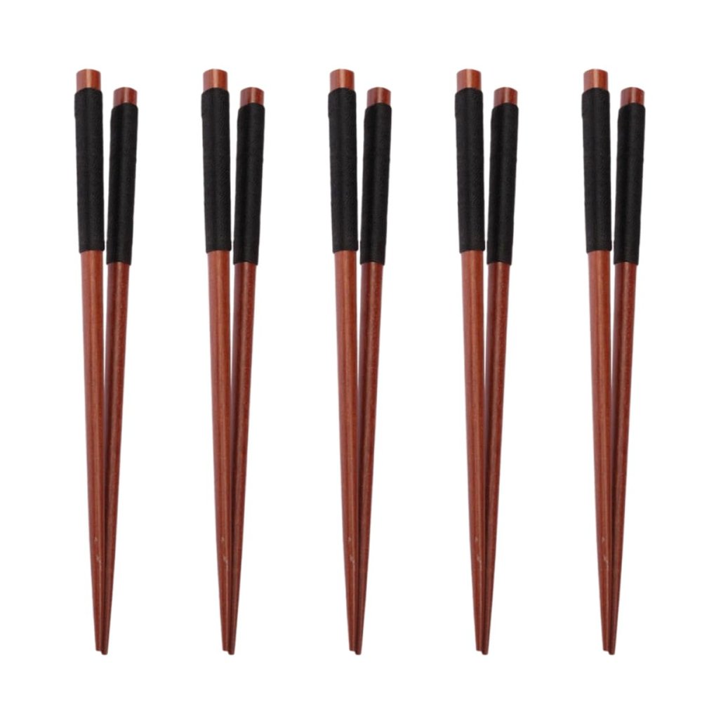 MAGICLULU 5pairs Lightweight Solid Chopsticks Set Box Reusable Dishwasher Safe - Design for Sushi Chinese Cuisine and Hot Pot Wooden Kitchen Tool