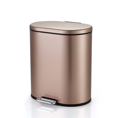 Fashion Pedal Garbage Bin Household Stainless Steel Trash Can with Lid Creative Simplicity Foot-Operated Trash Can, 5 Colors Trash can Kitchen (Color : Rose gold-6L) (Champagne Gold 9l)