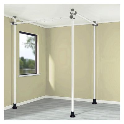XPLKQXE Curtain Rod Stand, Adjustable Large Window Stall Tension Pole, Ceiling Mount Curtain Rods Set for Region Privacy & Room Dividers, No Drilling (Size : 1.5-2m+3-3.5m)