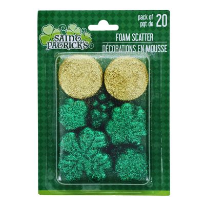KONNECT St Patrick's Day Decorative Glittered Foam Scatter for Home Kitchen Party Favor Tables Countertops Vase Fillers DIY Art Crafting Centerpiece Decoration Gift Supplies - Pack of 1 (20 count)