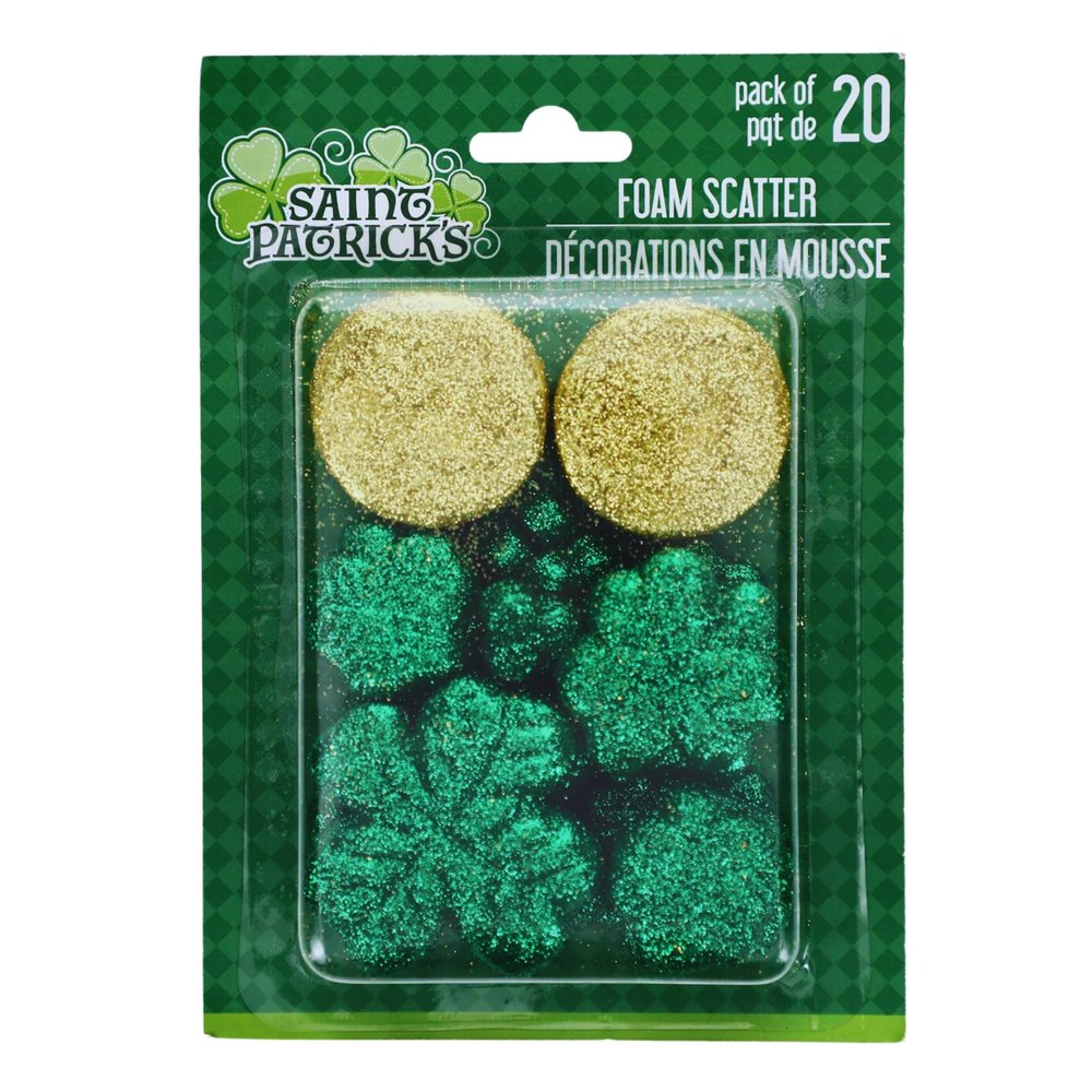 KONNECT St Patrick's Day Decorative Glittered Foam Scatter for Home Kitchen Party Favor Tables Countertops Vase Fillers DIY Art Crafting Centerpiece Decoration Gift Supplies - Pack of 1 (20 count)