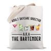 PWHAOO Funny Bartender Tote Bag Adult Daycare Director The Bartender Tote Bag Bartender Gift Drinking Party Gift (Adult Daycare Director TOTE) view 1