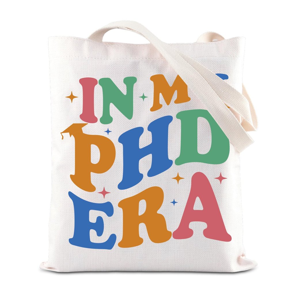 FOTAP PHD Gift In My PHD Era Tote Bag Doctorate Degree Reusable Handle Bag PHD Reusable Handle Bag (PHD Era)