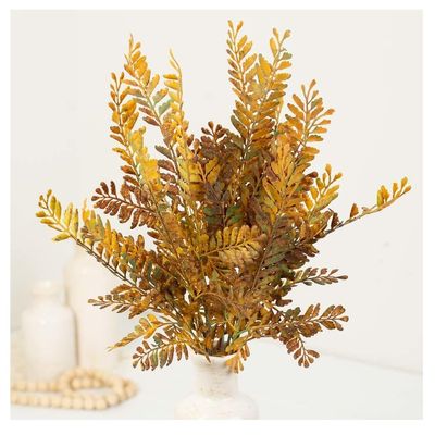 Factory Direct Craft Weather Resistant Rust and Green Artificial Fern Leaf Bush - Fake Filler Bush for Indoor and Outdoor Arrangements (17 Inches Long)