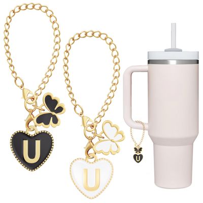 ANLABESY Butterfly Letter Charms - Stanley Cup Accessories, 2PCS Name ID Initial Handle Charms