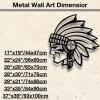Feuwile Chief Metal Wall Art,Native American Portrait,Head dress Laser Cut Metal Wall Decor,American Indians Drawing,for Living Room,Bedroom,Bathroom(33"x35"/84x90cm) view 3
