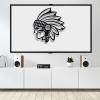 Feuwile Chief Metal Wall Art,Native American Portrait,Head dress Laser Cut Metal Wall Decor,American Indians Drawing,for Living Room,Bedroom,Bathroom(33"x35"/84x90cm) view 4