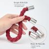 NICEEC 4 Pack Mini Magnetic Curtain Tiebacks Modern Simple Style Drape Tie Backs Elegant Decorative Weave Rope Curtain Holdbacks for Home & Office Thin Window Draperies (Wine Red) view 4