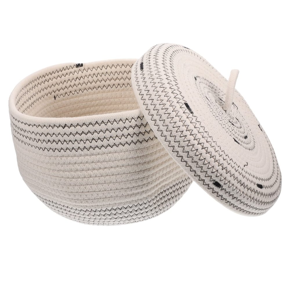 JOINPAYA Cotton Rope Storage Basket with Lid Multi-functional Organizer for Toys Blankets and Office Supplies -friendly Design for Home and Nursery Use