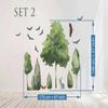 Large Watercolor Trees Wall Decals Set, Forest Stickers, Giant Deciduous Trees Wall Decal, Animals Forest Wall Decals, Watercolor Trees Stickers WH16 (Set 1+2) view 4