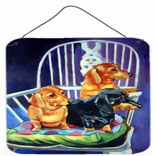212 Main Dachshunds Two Red and a Black and Tan Aluminium Metal Wall Or Door Hanging Prints