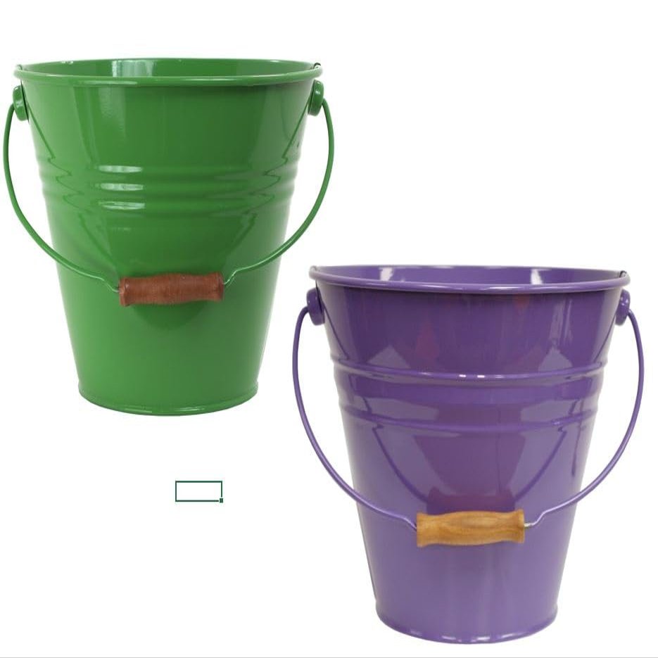 212 Main 5202E AG-V S-2 Enameled Galvanized Steel Recycling Bin-Storage Container Apple Green & Violet - Set of 2