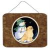 212 Main 6 x 6 in. Golden Retriever with Snowman in Green Hat Aluminium Metal Wall Or Door Hanging Prints view 1
