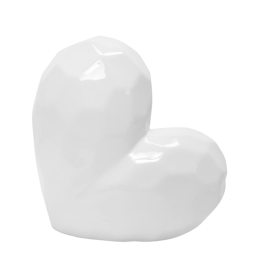 8 in. Ceramic Heart Decor, White