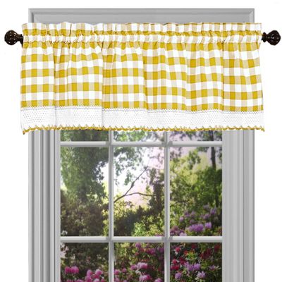 212 Main 58 x 14 in. Buffalo Check Window Curtain Valance, Yellow