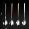 ONUIFIKE Silverware Set, 1/4/6/8 Pieces 304 Stainless Steel Spoons Creative Household Tableware Spoons Long Handle Eating Spoons, Cutlery Flatware Set (Color : Silver, Size : 4Pcs) view 2