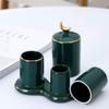 Fashion Ceramic Toothpick Holder with Lid Toothpick Holder Container Double Barrel Toothpick Container Toothpick Dispenser Chic view 3