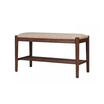 JJTOOLS Shoe Cabinet Black Walnut Color Entrance Bench Upholstered Storage Stool Solid Wood Shoe Changing Stool Rest Stool with Storage Space Shoe Storage Bench, 80*35*42cm