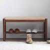 JJTOOLS Shoe Cabinet Black Walnut Color Entrance Bench Upholstered Storage Stool Solid Wood Shoe Changing Stool Rest Stool with Storage Space Shoe Storage Bench, 80*35*42cm view 2