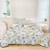Onekaccu Spring Wildflower Quilt Twin Bedding Set, Lightweight Summer Quilt with Pillow Shams 3 Pieces Watercolor Garden Herb Botanical Microfiber Soft Quilt Set Bedspread Coverlet for All Seasons view 3