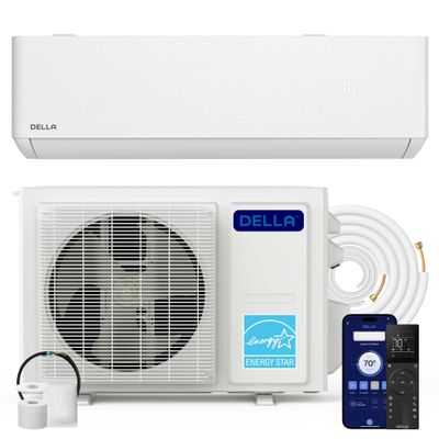 DELLA Hyper Heat Lower as -13 12,000 BTU WiFi Mini Split,Work with Alexa,Energy Star 115V 23 SEER2,Cools Up to 550 Sq. Ft,Inverter AC with 1 Ton Pre-Charged Heat Pump & 16.4ft Installation Kits