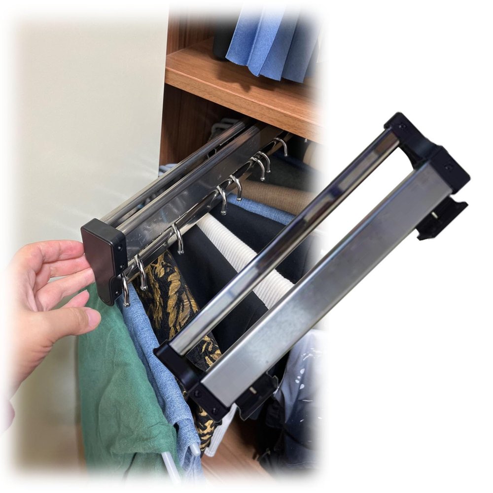 JEDAL Clothing Organizer Holder Pull-Out Closet Rod tainless Steel Wardrobe Clothing Rail Extendable Trousers Rack Adjustable Hanger Rack Bar (Size : 392mm)