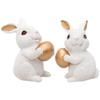 ABOOFAN 1 Pair of Rustic Bunnies Figurine Ornament Easter Decor Resin Rabbit with Egg Figurine view 1