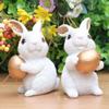 ABOOFAN 1 Pair of Rustic Bunnies Figurine Ornament Easter Decor Resin Rabbit with Egg Figurine view 3