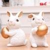 ABOOFAN 1 Pair of Rustic Bunnies Figurine Ornament Easter Decor Resin Rabbit with Egg Figurine view 4
