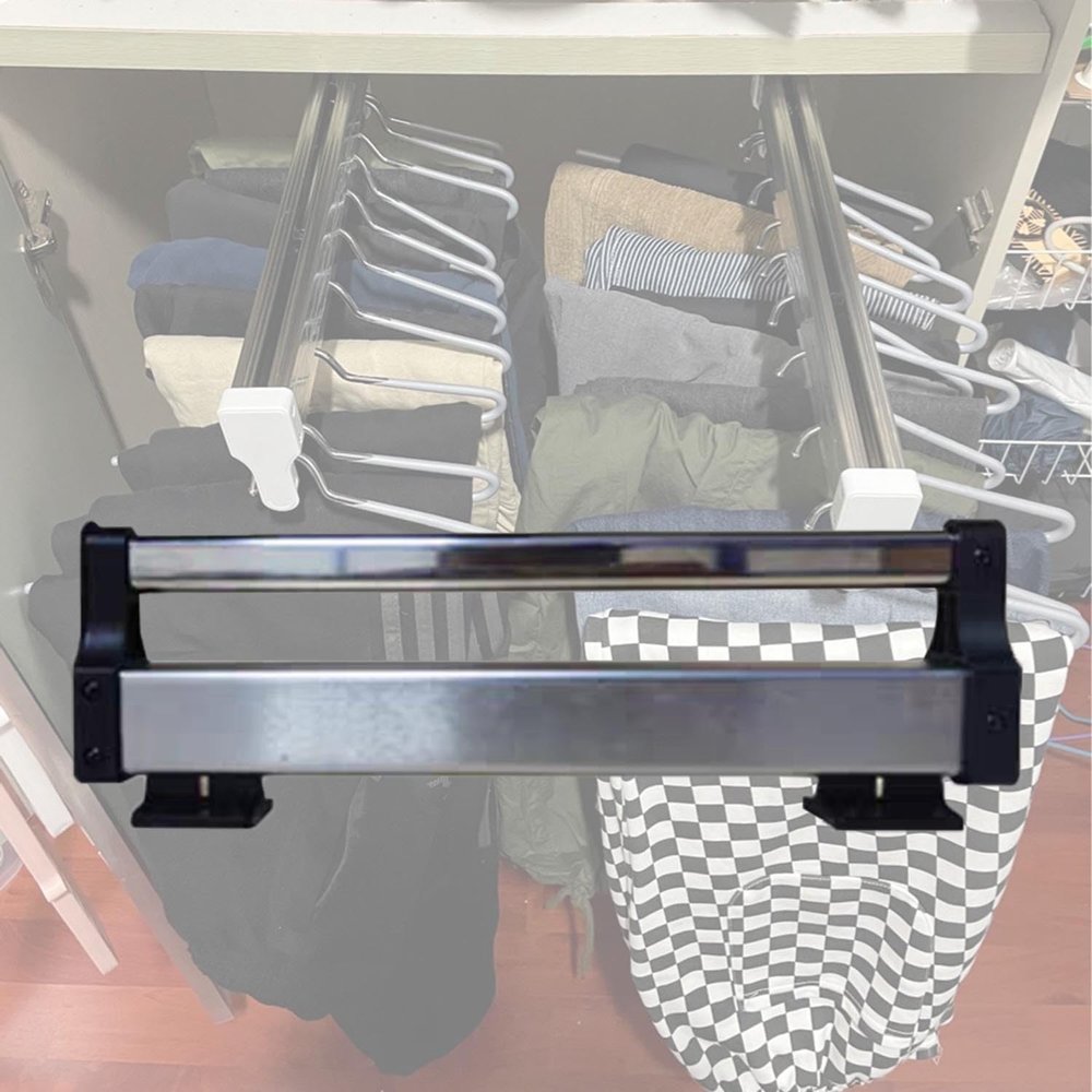 JEDAL Closet Clothes Hanger Rail Retractable Wardrobe Clothing Rail Pull-Out Closet Rod 292mm 342mm 492mm 542mm Closet Organizer Rack for Pants and Coat (Size : 492mm)