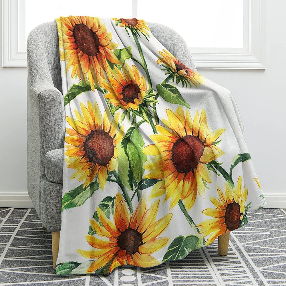 XQKXHZ Sunflower Gift Blanket 5060in, Lightweight Flannel Throw Blanket Winter Warming Blankets for Adults and Kids Decorative Blankets Super Soft Cozy Funny Blanket,51"x59"/130x150cm