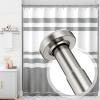 AmazerBath 72x72 Inches Washable Cloth Black Shower Curtain Sets with 12 Shower Curtain Hooks 31-75 Inches Nickel Shower Curtain Rod No Drill Easy Segmented Installation view 1