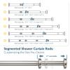 AmazerBath 72x72 Inches Washable Cloth Black Shower Curtain Sets with 12 Shower Curtain Hooks 31-75 Inches Nickel Shower Curtain Rod No Drill Easy Segmented Installation view 3