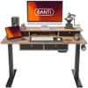 BANTI Height Adjustable Electric Standing Desk with 4 Drawers, 48 x 24 Inch Table with Storage Shelf, Sit Stand Desk, Rustic Brown Top view 1