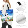 ROSIHODE Cute Funny Easter Bunny Eggs Tote Bag Casual Reusable Shoulder Shopping Grocery Bags for Women Men view 4