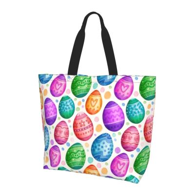 ROSIHODE Cute Funny Easter Bunny Eggs Tote Bag Casual Reusable Shoulder Shopping Grocery Bags for Women Men