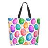 ROSIHODE Cute Funny Easter Bunny Eggs Tote Bag Casual Reusable Shoulder Shopping Grocery Bags for Women Men view 3