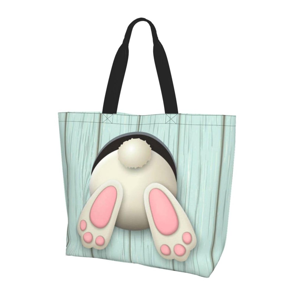 ROSIHODE Cute Funny Easter Bunny Eggs Tote Bag Casual Reusable Shoulder Shopping Grocery Bags for Women Men