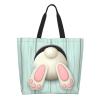 ROSIHODE Cute Funny Easter Bunny Eggs Tote Bag Casual Reusable Shoulder Shopping Grocery Bags for Women Men view 2