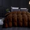 JS BEDDING Warm 400 GSM Fill Power Chocolate Goose Down 3 Pieces Quilted Pinch Pleated Comforter Set (1 Comforter + 2 Pillow Cases) 600 Series Egyptian Cotton Duvet Insert Oversized Queen view 4