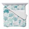 IDOWMAT Twin Quilt Bedding Set Lightweight Summer Quilt Twin Size Summer Turtle Coral Shell Starfish Green Bedspreads(68x86in) Soft Coverlet for All Seasons,3Piece(1 Quilt,2 Pillow Shams) view 1