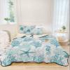 IDOWMAT Twin Quilt Bedding Set Lightweight Summer Quilt Twin Size Summer Turtle Coral Shell Starfish Green Bedspreads(68x86in) Soft Coverlet for All Seasons,3Piece(1 Quilt,2 Pillow Shams) view 3