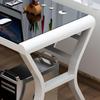 KWOKING Glass Office Desk Computer Desk with Metal Legs Without Chairs Computer Desktop Table Bedroom Tempered Glass E-sports Table Study Desk Table White Table Top White Base 55.1"L x 23.6"W x 29.5"H view 3