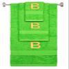 BY LORA Custom Embroidered Terry Cotton Ring Spun Bath Towel, Hand Towel and Washcloth Set - Lime Green Towel Set, Gold Block Initial B view 1
