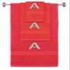 BY LORA Custom Embroidered Terry Cotton Ring Spun Bath Towel, Hand Towel and Washcloth Set - Red Towel Set, Silver Block Initial A view 1